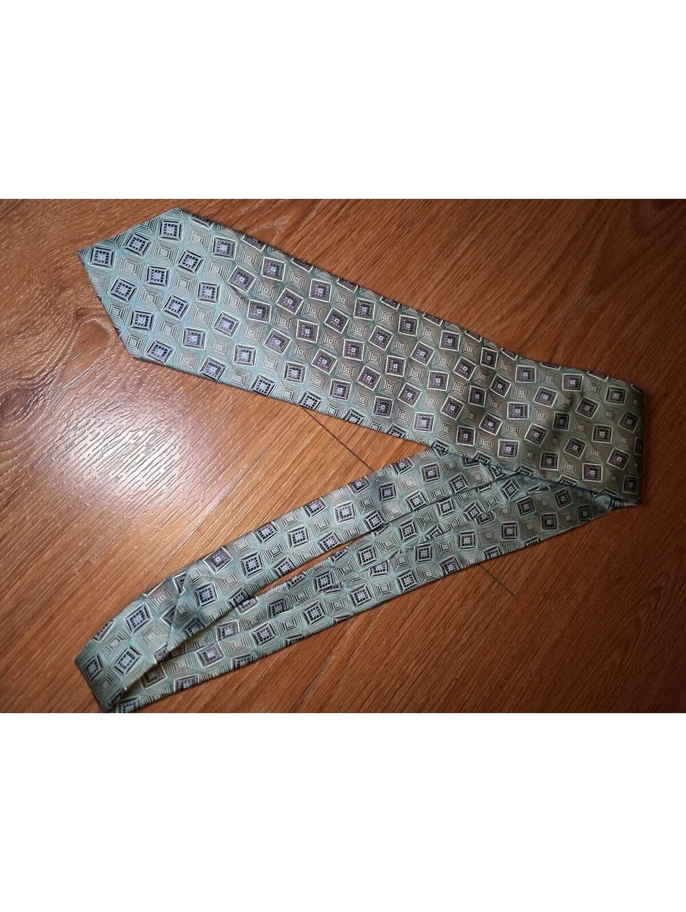 Ermenegildo Zegna Silk Tie Green Geometric Made in Italy